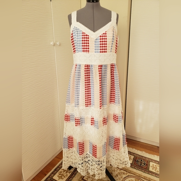 Adelyn Rae Red,Blue&White Checkered Lace Dress Size XXL NWT Adelyn Rae Red,Blue&White Checkered Lace Dress Size XXL NWT